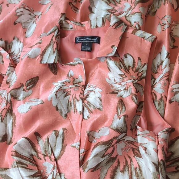 Jessica Howard Coral Floral Fit And Flare Midi Pleated  Dress M Us 8 - Picture 12 of 16